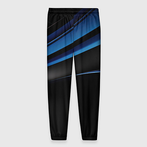 Мужские брюки Синии волны абстракции на черном фоне / 3D-принт – фото 2