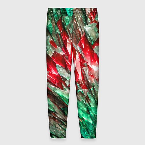 Мужские брюки Красные и зелёные драгоценные кристаллы / 3D-принт – фото 2