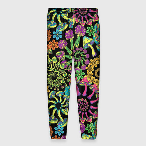 Мужские брюки Магические красочные грибы с ромашками / 3D-принт – фото 2