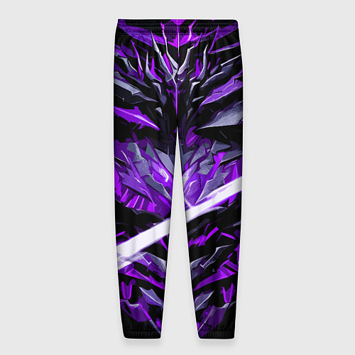 Мужские брюки Фиолетовый камень на чёрном фоне / 3D-принт – фото 2