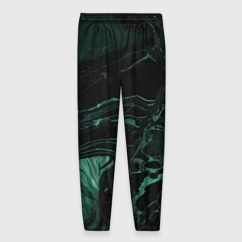 Мужские брюки Черно-зеленый мрамор / 3D-принт – фото 2