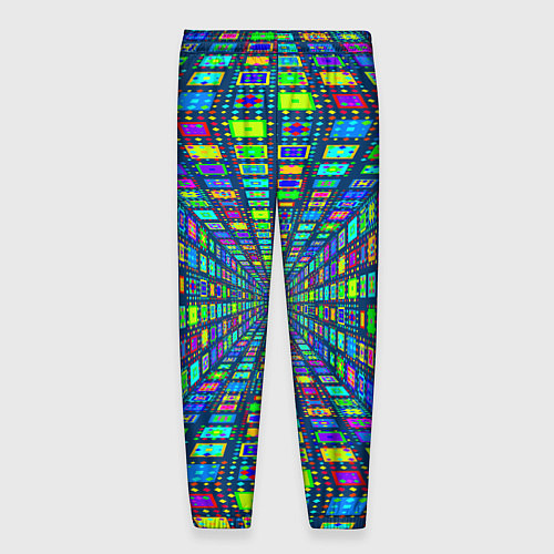 Мужские брюки Абстрактный узор коридор из разноцветных квадратов / 3D-принт – фото 2