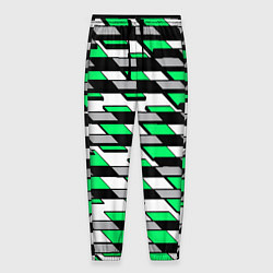 Брюки на резинке мужские Зелёные четырёхугольники на белом фоне, цвет: 3D-принт