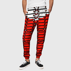 Брюки на резинке мужские Красно-белая техно броня, цвет: 3D-принт — фото 2