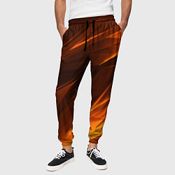 Брюки на резинке мужские Geometry stripes orange, цвет: 3D-принт — фото 2