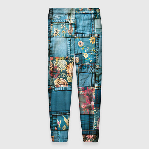 Мужские брюки Джинсовые лоскуты с цветочками / 3D-принт – фото 2