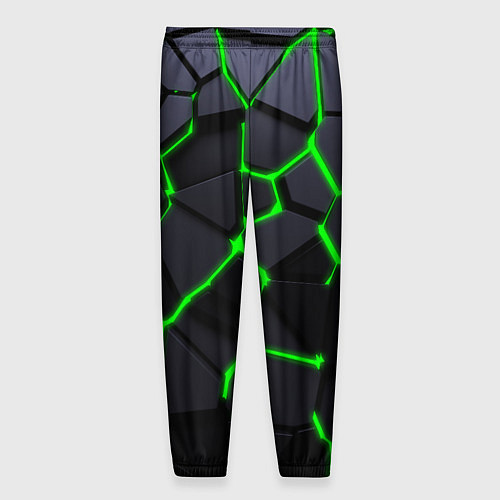 Мужские брюки Зеленые плиты киберпанк / 3D-принт – фото 2