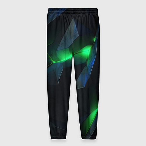 Мужские брюки Объемная геометрическая зеленая неоновая абстракци / 3D-принт – фото 2
