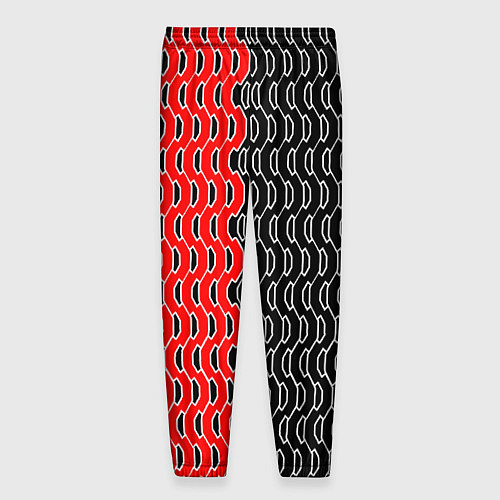 Мужские брюки Чёрно-красный паттерн с белой обводкой / 3D-принт – фото 2