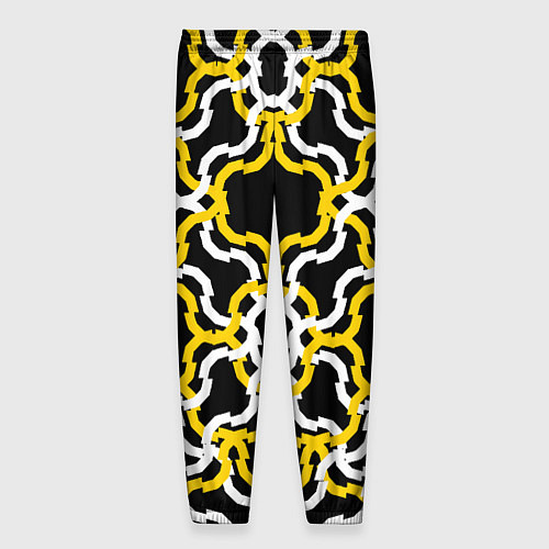 Мужские брюки Жёлто-белые полосы на чёрном фоне / 3D-принт – фото 2