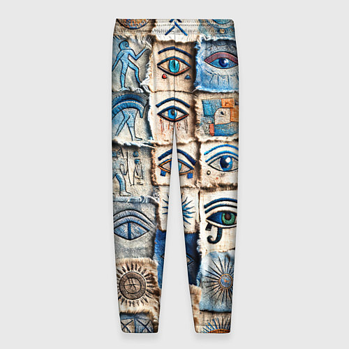 Мужские брюки Глаза на пэчворк дениме / 3D-принт – фото 2