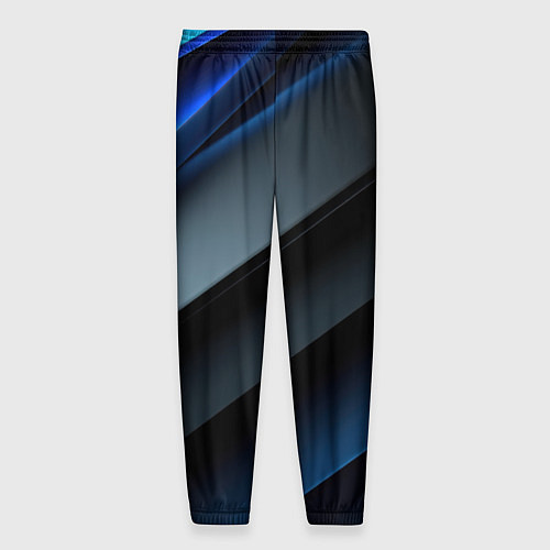 Мужские брюки Темная синяя стильная абстракция на черном фоне / 3D-принт – фото 2