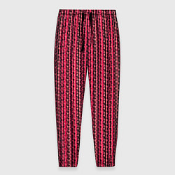 Брюки на резинке мужские Красно-розовый искажённые полосы, цвет: 3D-принт