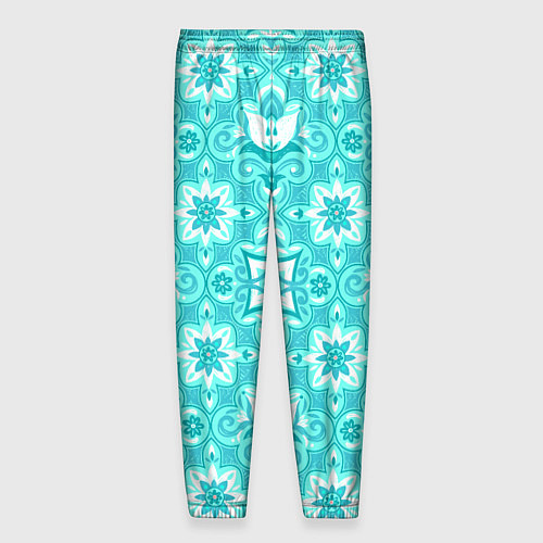 Мужские брюки Бирюзовая цветочная геометрия / 3D-принт – фото 2