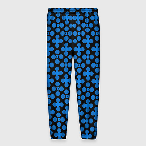 Мужские брюки Синие четырёхлистники на чёрном фоне / 3D-принт – фото 2