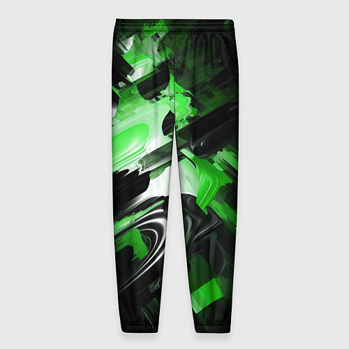 Мужские брюки Green dark abstract geometry style / 3D-принт – фото 2