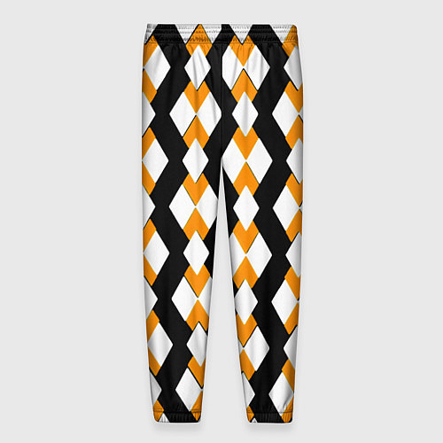 Мужские брюки Жёлтые и белые ромбы на чёрном фоне / 3D-принт – фото 2
