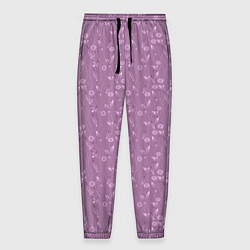 Мужские брюки Розовый сиреневый цветочный однотонный узор