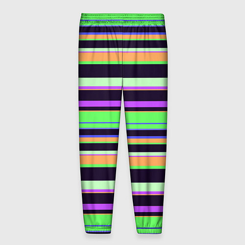Мужские брюки Зелёно-фиолетовый полосатый / 3D-принт – фото 2