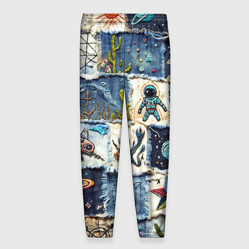 Мужские брюки Джинсовый пэчворк с пришельцами / 3D-принт – фото 2