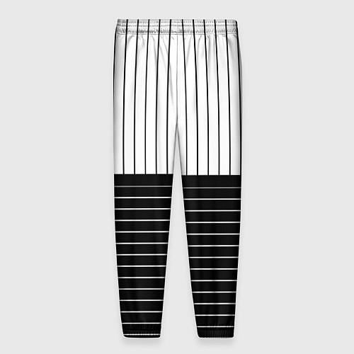Мужские брюки Полосатый чёрно-белый / 3D-принт – фото 2