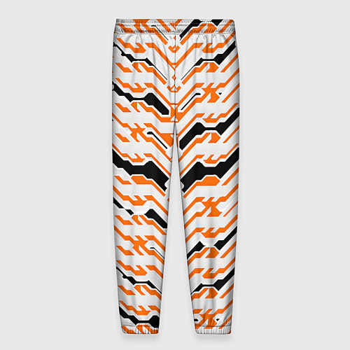 Мужские брюки Агрессивный бело-оранжевый паттерн / 3D-принт – фото 2