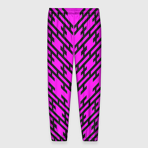 Мужские брюки Чёрные полосы на розовом фоне / 3D-принт – фото 2