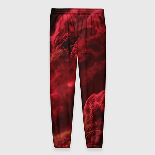Мужские брюки Красный густой дым инферно - inferno red / 3D-принт – фото 2