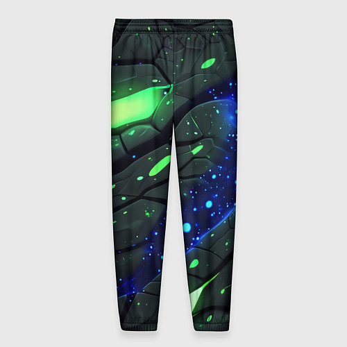 Мужские брюки Разлом плит с зеленым свечением / 3D-принт – фото 2