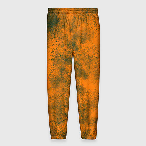 Мужские брюки Оранжевый в зеленых пятнах / 3D-принт – фото 2