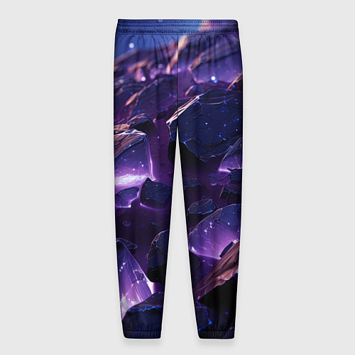 Мужские брюки Фиолетовые неоновые камни со светом / 3D-принт – фото 2