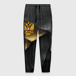 Брюки на резинке мужские Золотой герб России на темном фоне, цвет: 3D-принт