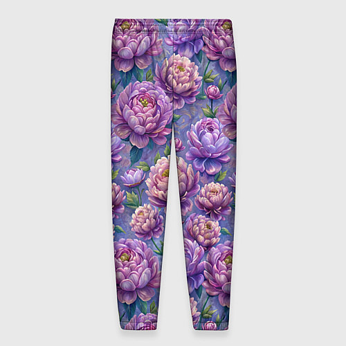 Мужские брюки Крупные пионы садовые дачные цветы паттерн / 3D-принт – фото 2