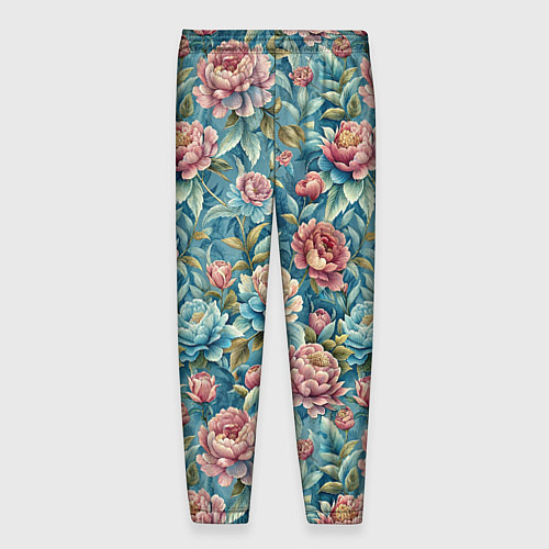 Мужские брюки Пионы паттерном садовые крупные цветы / 3D-принт – фото 2