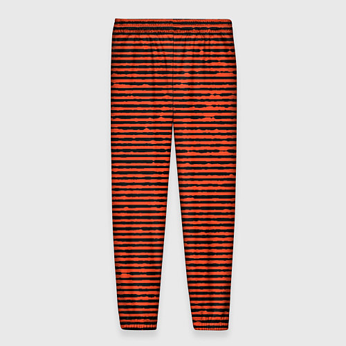 Мужские брюки Чёрно-оранжевый полосатый / 3D-принт – фото 2
