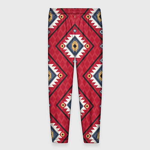 Мужские брюки Этнические ромбы на красном / 3D-принт – фото 2