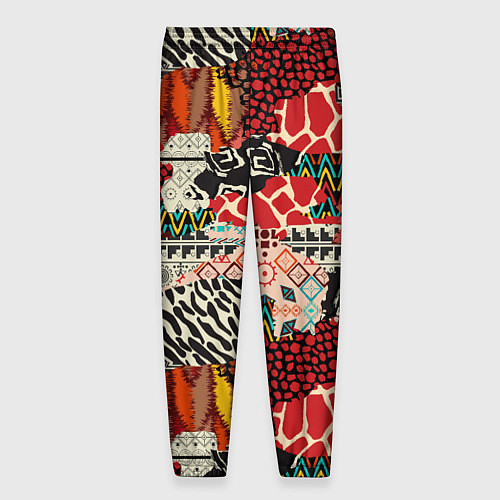 Мужские брюки Разноцветный орнамент хаки / 3D-принт – фото 2