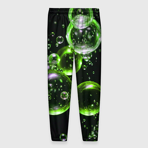 Мужские брюки Зеленые пузыри на черном / 3D-принт – фото 2