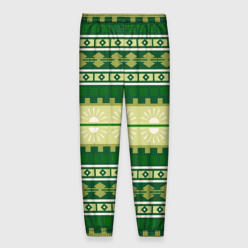 Мужские брюки Зеленый этнический паттерн / 3D-принт – фото 2