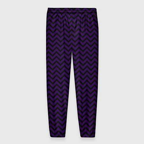 Мужские брюки Чёрно-фиолетовый ломаные полосы / 3D-принт – фото 2