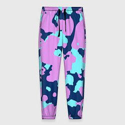 Брюки на резинке мужские Паттерн с сиреневыми и голубыми пятнами, цвет: 3D-принт