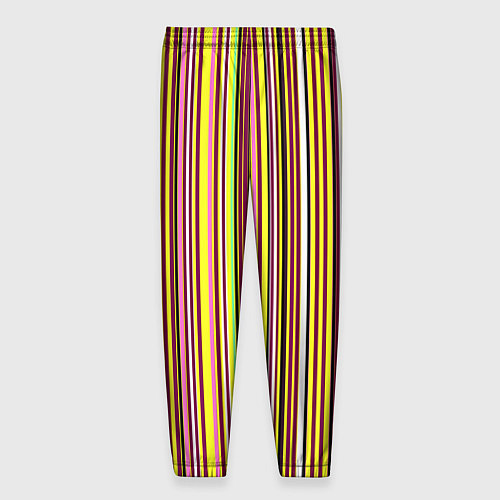 Мужские брюки Жёлто-розовый сочетание полосатое / 3D-принт – фото 2