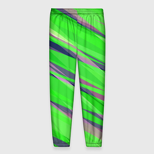 Мужские брюки Зелёный и фиолетовый абстрактные полосы / 3D-принт – фото 2