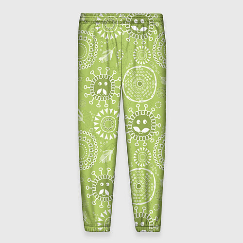 Мужские брюки Зеленый цветочный - паттерн смайлики / 3D-принт – фото 2