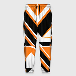 Мужские брюки Чёрно-оранжевые широкие линии на белом фоне