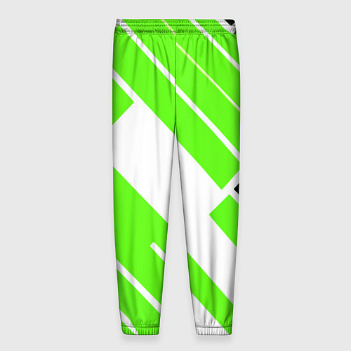 Мужские брюки Зелёные широкие линии на белом фоне / 3D-принт – фото 2