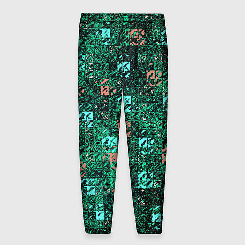 Мужские брюки Тёмный зелёный текстурированный кубики / 3D-принт – фото 2