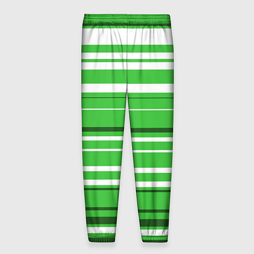 Мужские брюки Бело-зелёный в полоску / 3D-принт – фото 2