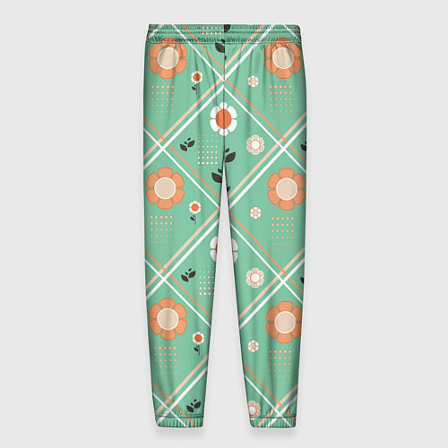 Мужские брюки Зеленый цветочный - ретро / 3D-принт – фото 2