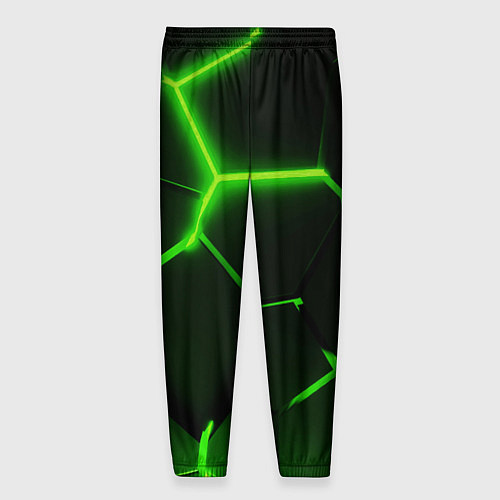 Мужские брюки Темные зеленые неоновые плиты в разломе / 3D-принт – фото 2